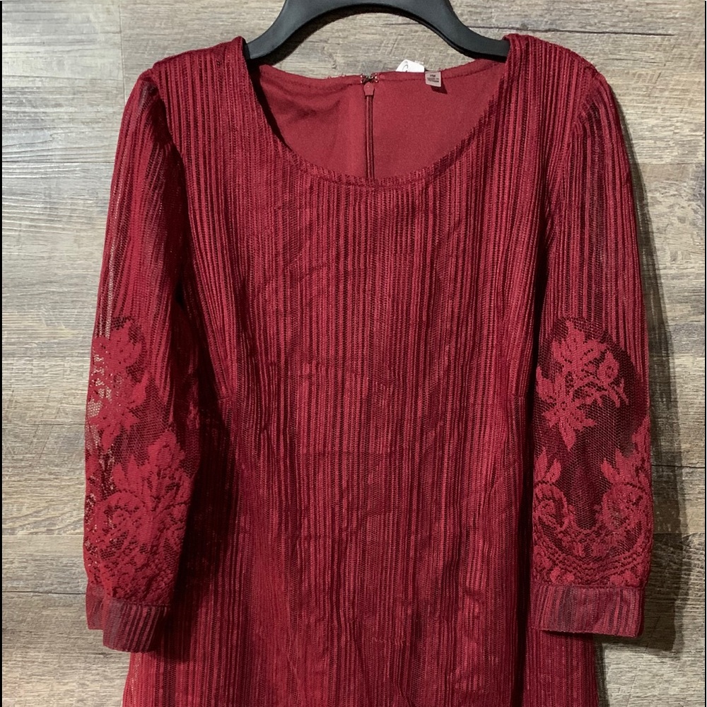 NY Collection Lace Trim A Line Dress